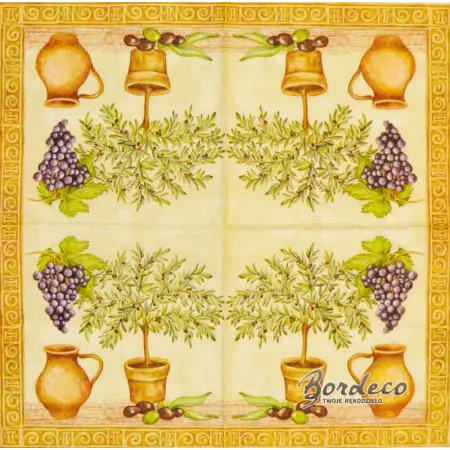 Serwetka do decoupage drzewko oliwne i winogrono 33x33 PAPSTAR Unikat